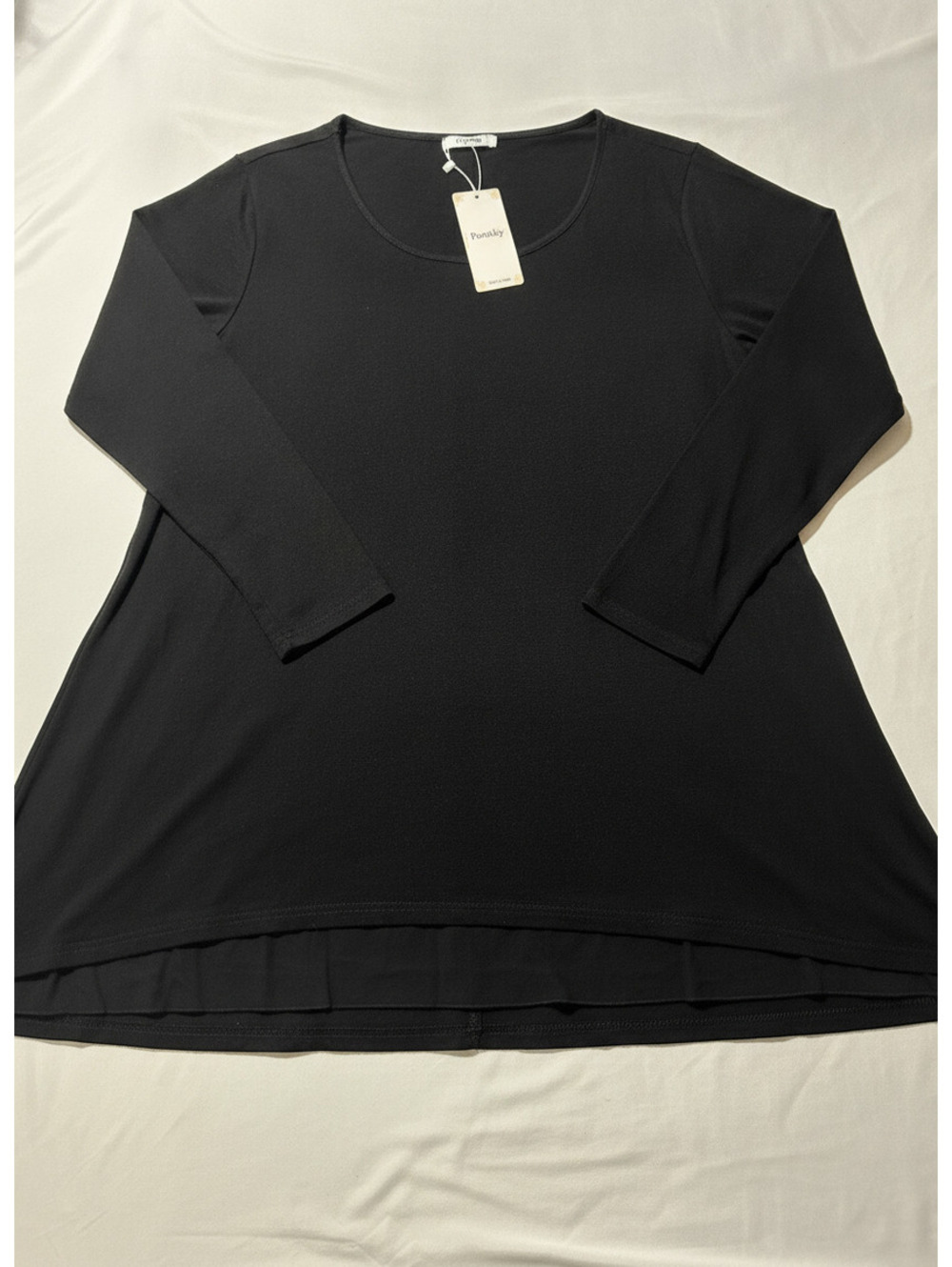 Poetsky Black Long Sleeve Scoop Neck Tunic Top XL - Comfy &